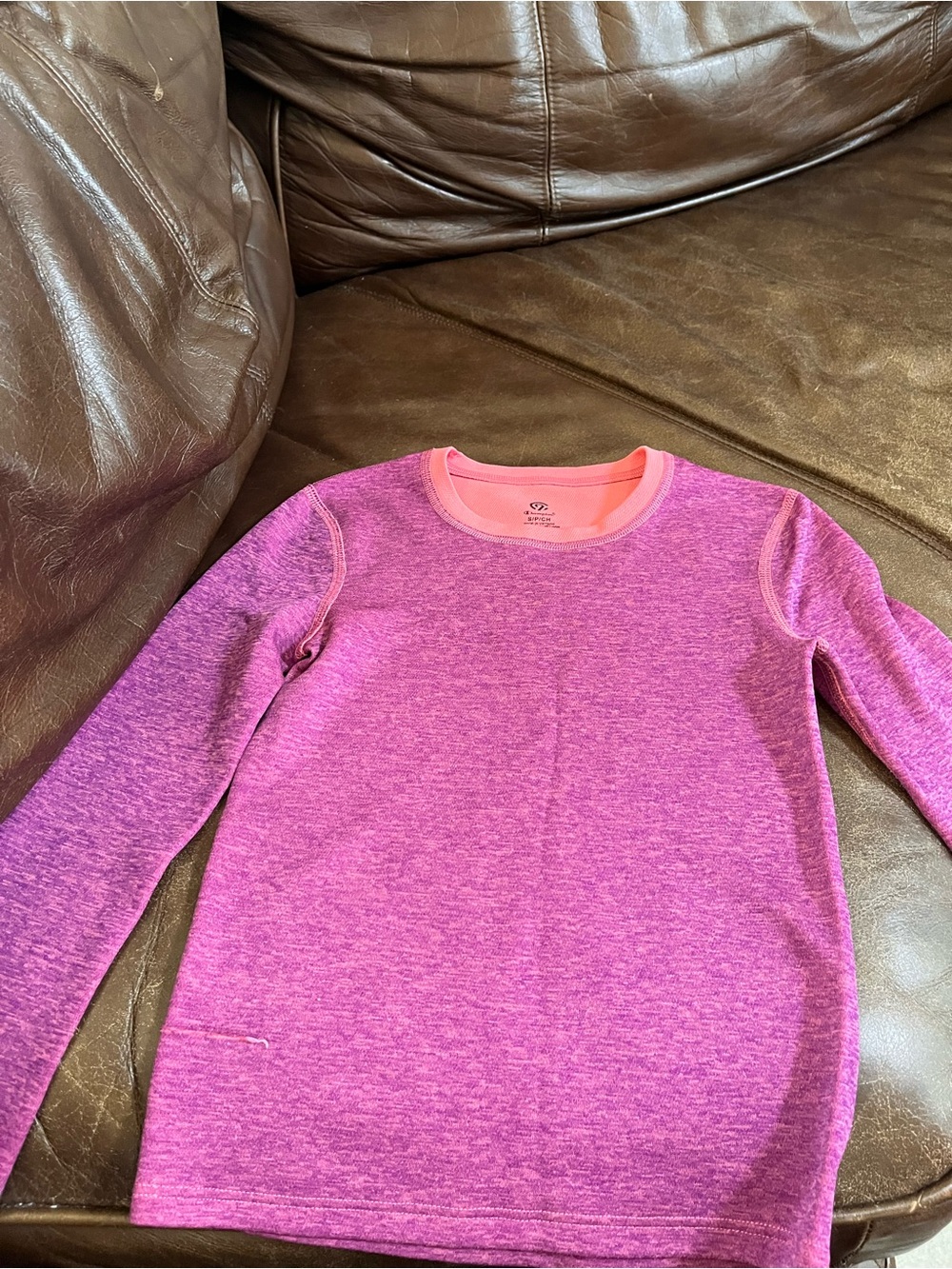 Champion Girls' Pink Heather Long-Sleeve Performance Tee